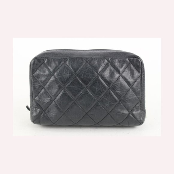 Chanel Black Quilted Caviar Leather Mini Rectangular Sunglass Flap Bag 1CC111 - Picture 1 of 12